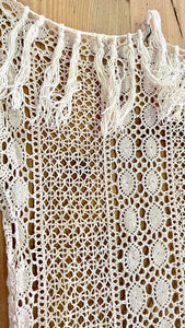 Antique French FILET LACE cotton CURTAIN c1920