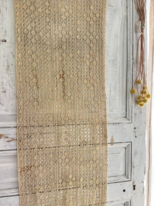 Art Deco French FILET LACE cotton CURTAIN golden tones c1920