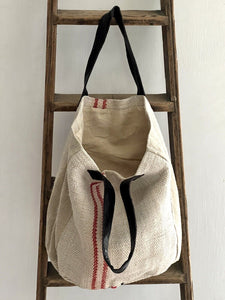 Vintage HEAVY homespun GRAIN SACK linen TOTEBAG