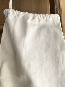 Vintage French LONG cotton BREAD BAG c1950