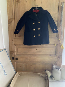 Vintage French DEADSTOCK child SAILOR COAT wool Galeries Lafayette Paris c1950