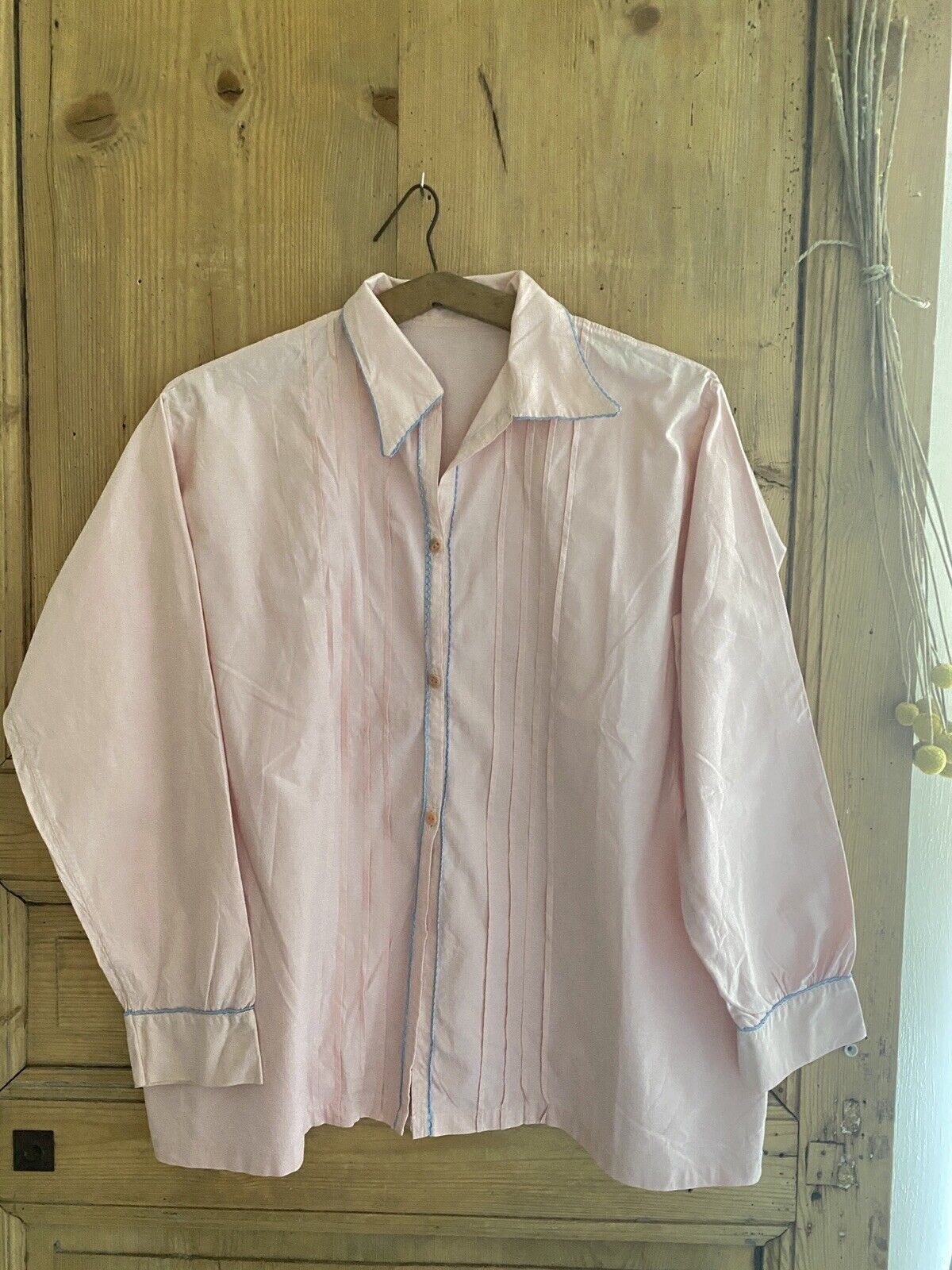 Art Deco woman PYJAMAS jacket CRISPY PINK poplin cotton PINTUCKS c1930