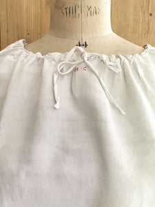 Antique French PRIMITIVE LINEN FIL nightshirt unused MC mono c1850