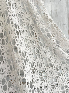 Vintage French floral FILET LACE BEDSPREAD c1930