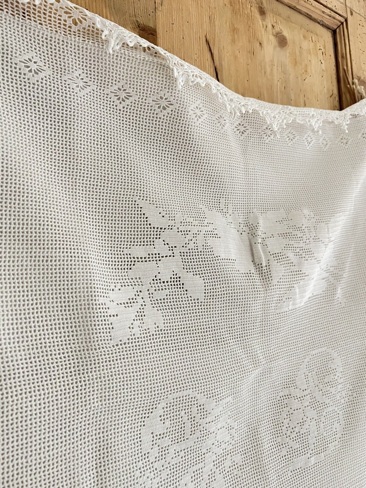 Antique French EMBROIDERED PAIR linen PILLOW SHAM FILET LACE LB mono c1900