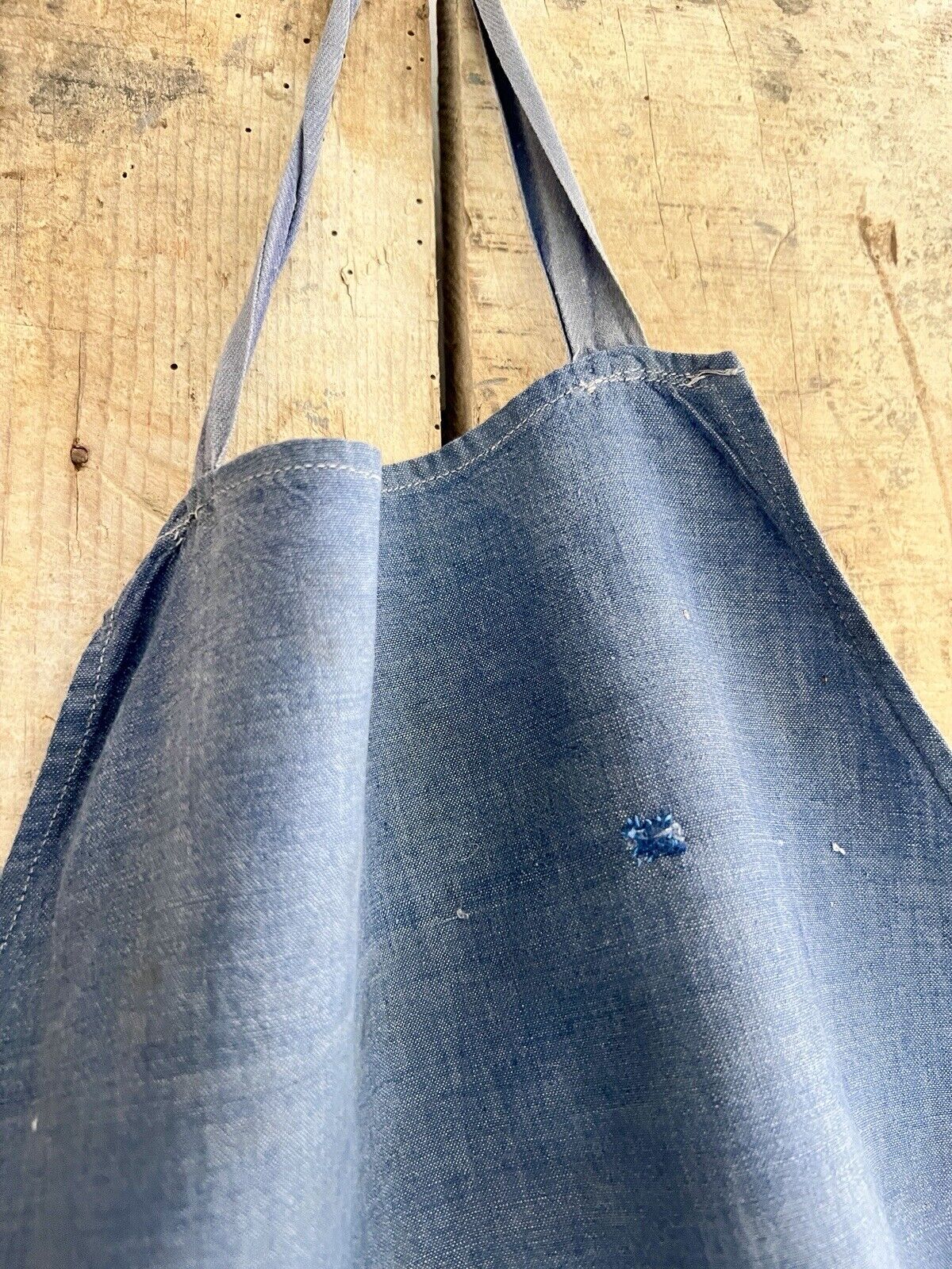 Antique French rare CHILD INDIGO WORK WEAR APRON LINEN c1900