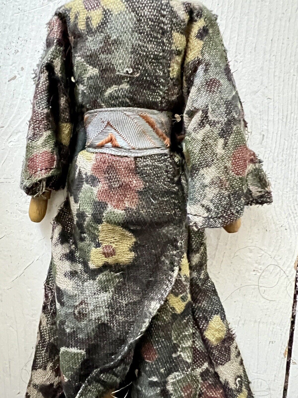 Art Deco French 3 PROMOTIONAL wood Japanese DOLLS silk traditionnal outfit c1930