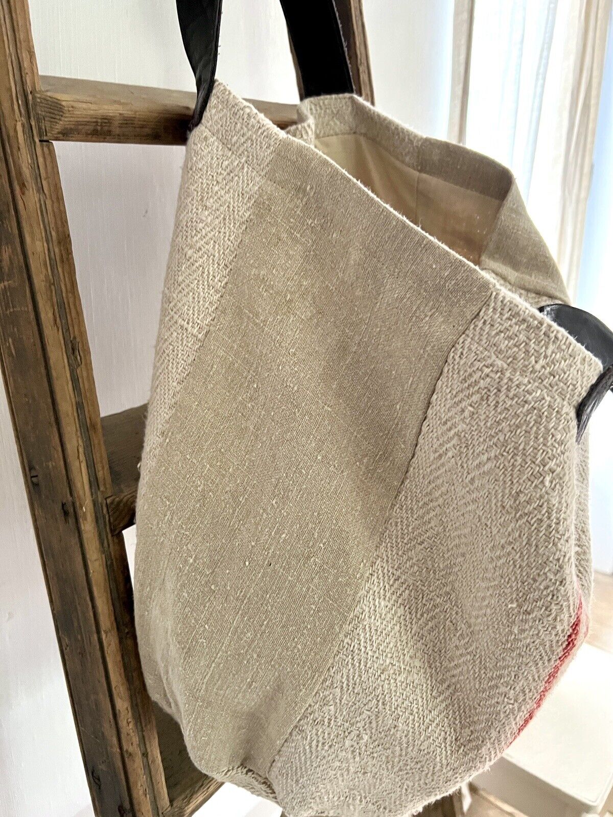 Vintage HEAVY homespun GRAIN SACK linen TOTEBAG