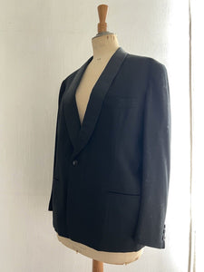 Antique French man BLACK wool TUXEDO jacket SILK shawl collar c1920