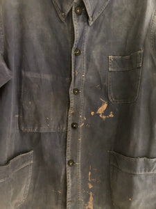 Vintage French BLEU DE TRAVAIL jacket WORK WEAR  faded INDIGO BLUE c1930