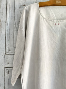 Antique French PRIMITIVE pure FLOPPY LINEN nightshirt c1830