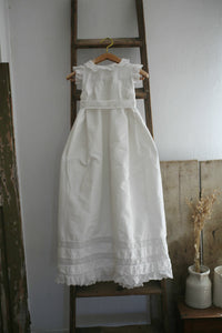 Vintage French CHRISTENING dress cotton GROS GRAIN lace c1950