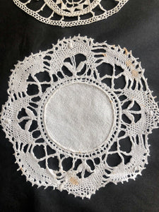 Art Nouveau French CIRCULAR DOILIES OPENWORKS napperon lot c1920