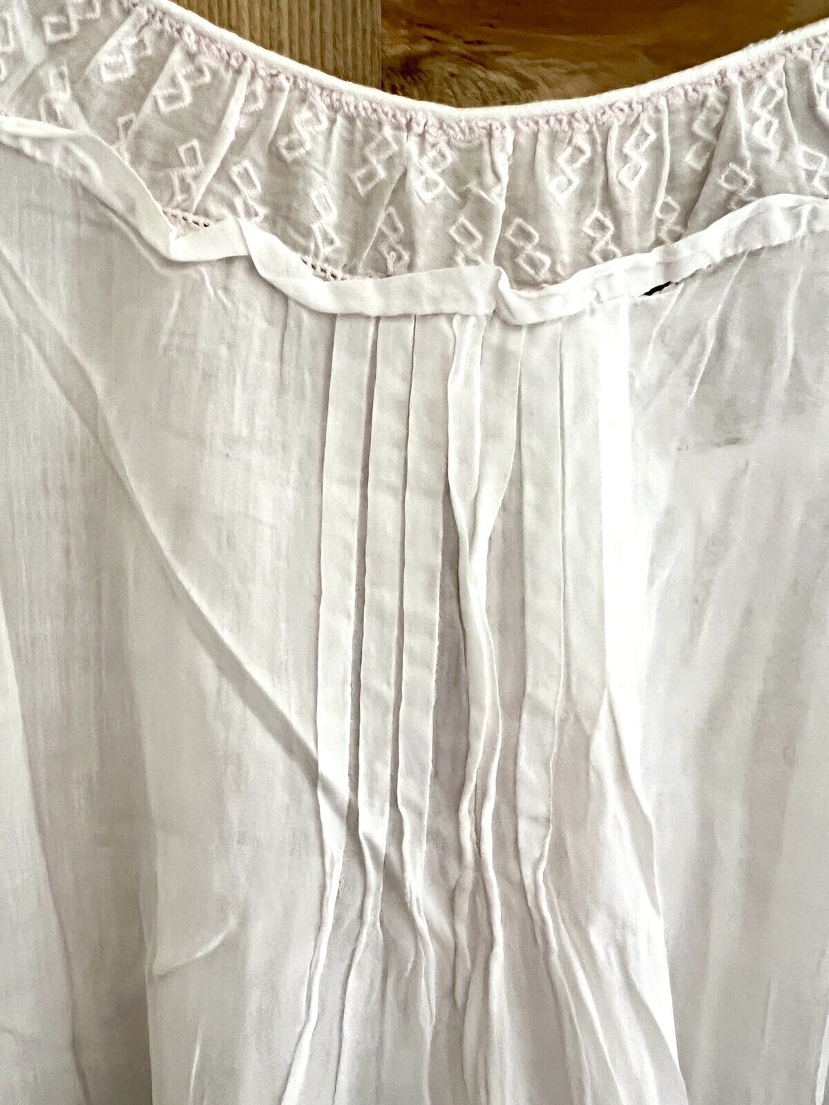 Vintage LONG romantic NIGHTSHIRT cotton veil embroidered FRILL c1930