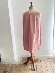 Vintage French PALE PINK DYED linen cotton nightshirt c1930