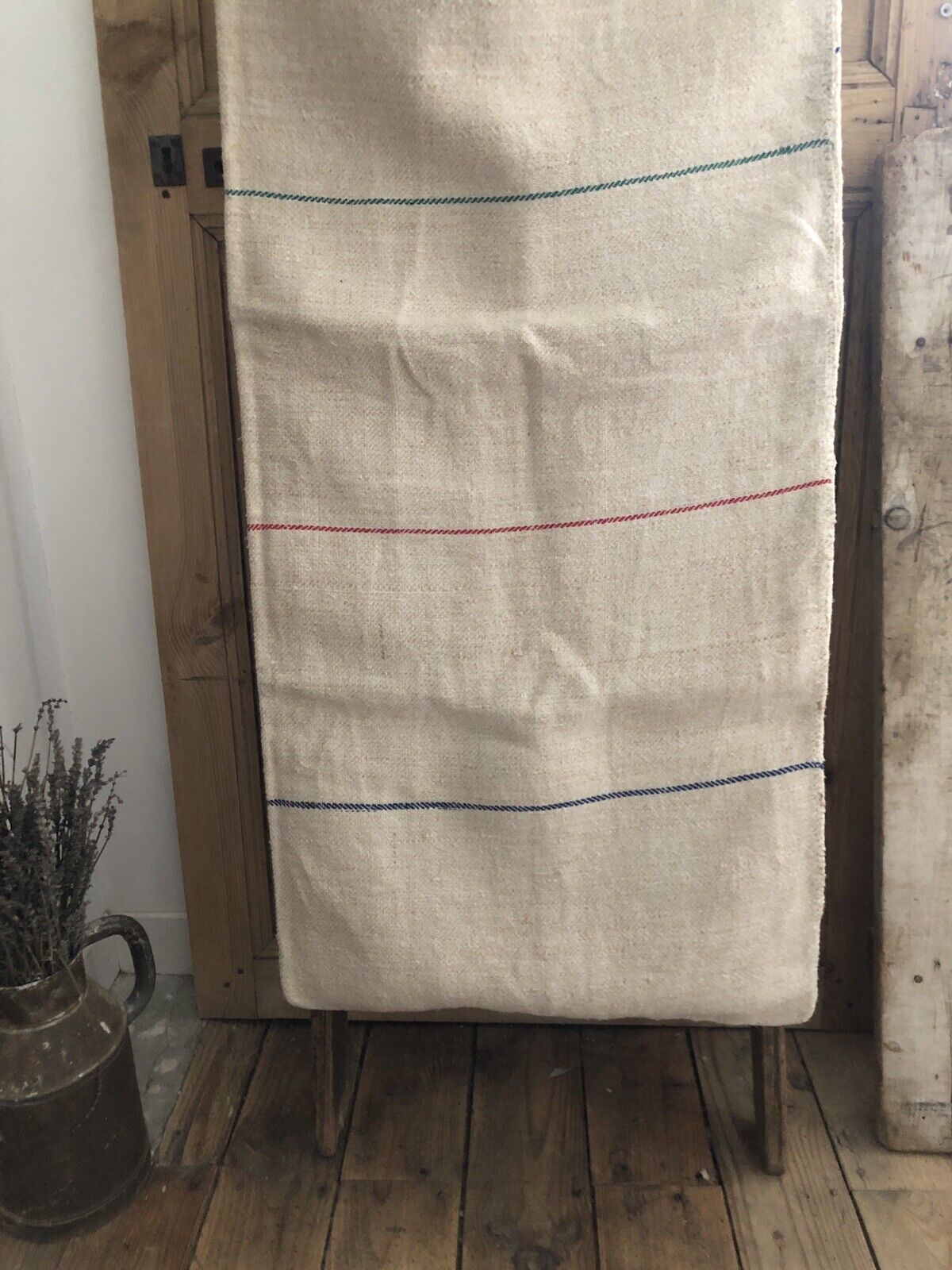 Vintage European LONG GRAIN SACK homespun linen fabric