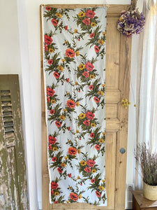 Vintage French cotton GRAND TEINT CURTAIN large scale floral design c1950