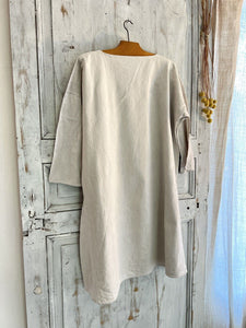 Antique French PRIMITIVE pure FLOPPY LINEN nightshirt c1830