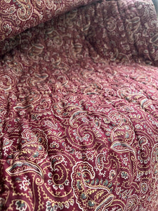 XL antique French LARGE floral QUILT piqué de Marseille PINK ROSES NDIENNE c1880