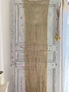 Art Deco French FILET LACE cotton CURTAIN golden tones c1920