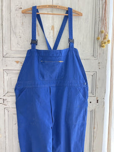 Vintage French large WORK WEAR overalls INDIGO blue cotton c1950