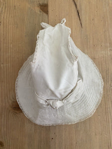 Vintage French girl cotton SUMMER CAP knot c1920