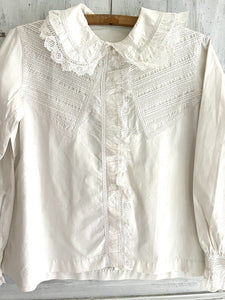 Rare VICTORIAN French woman embroidered BLOUSE pintucks LACE frill CM mono c1900