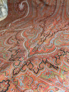 Stunning XXL antique VICTORIAN Kashmir PAISLEY piano WOOL SHAWL tablecloth c1880