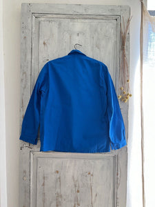 Vintage French hand PATCHED BLEU DE TRAVAIL jacket WORK WEAR INDIGO BLUE c1950