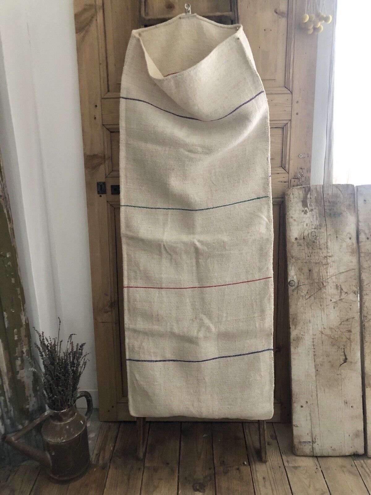 Vintage European LONG GRAIN SACK homespun linen fabric