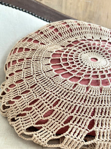 Vintage French embroidered FILET LACE PILLOW lace c1950