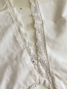 Antique French PAIR small  linen PILLOW SHAM LACE c1900