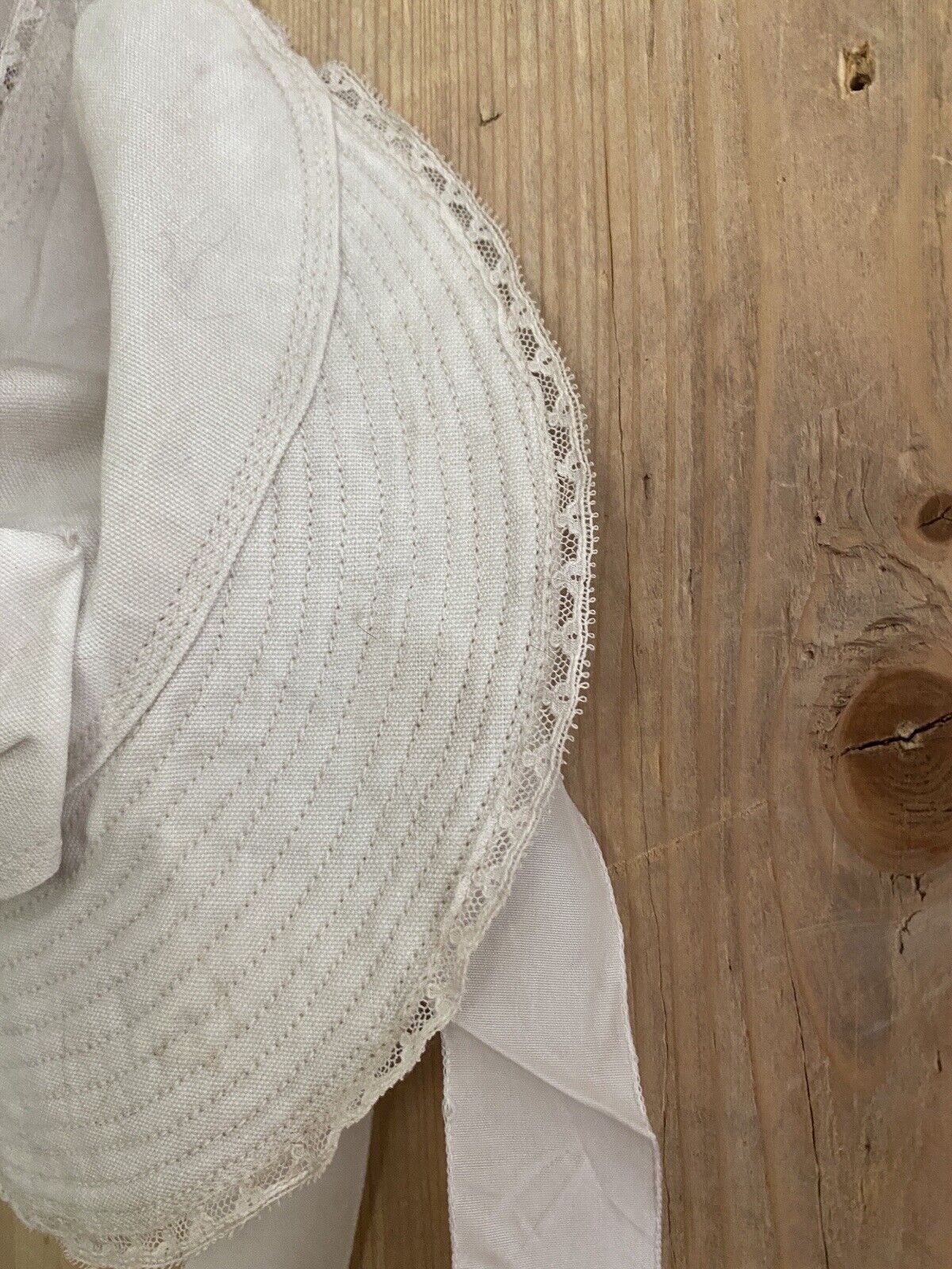 Vintage French girl cotton SUMMER CAP knot c1920