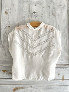 Vintage embroidered acetate BLOUSE lace entredeux c1950