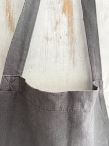 French UPCYCLED GRAY dye antique linen WORK WEAR APRON Les Toiles Blanches