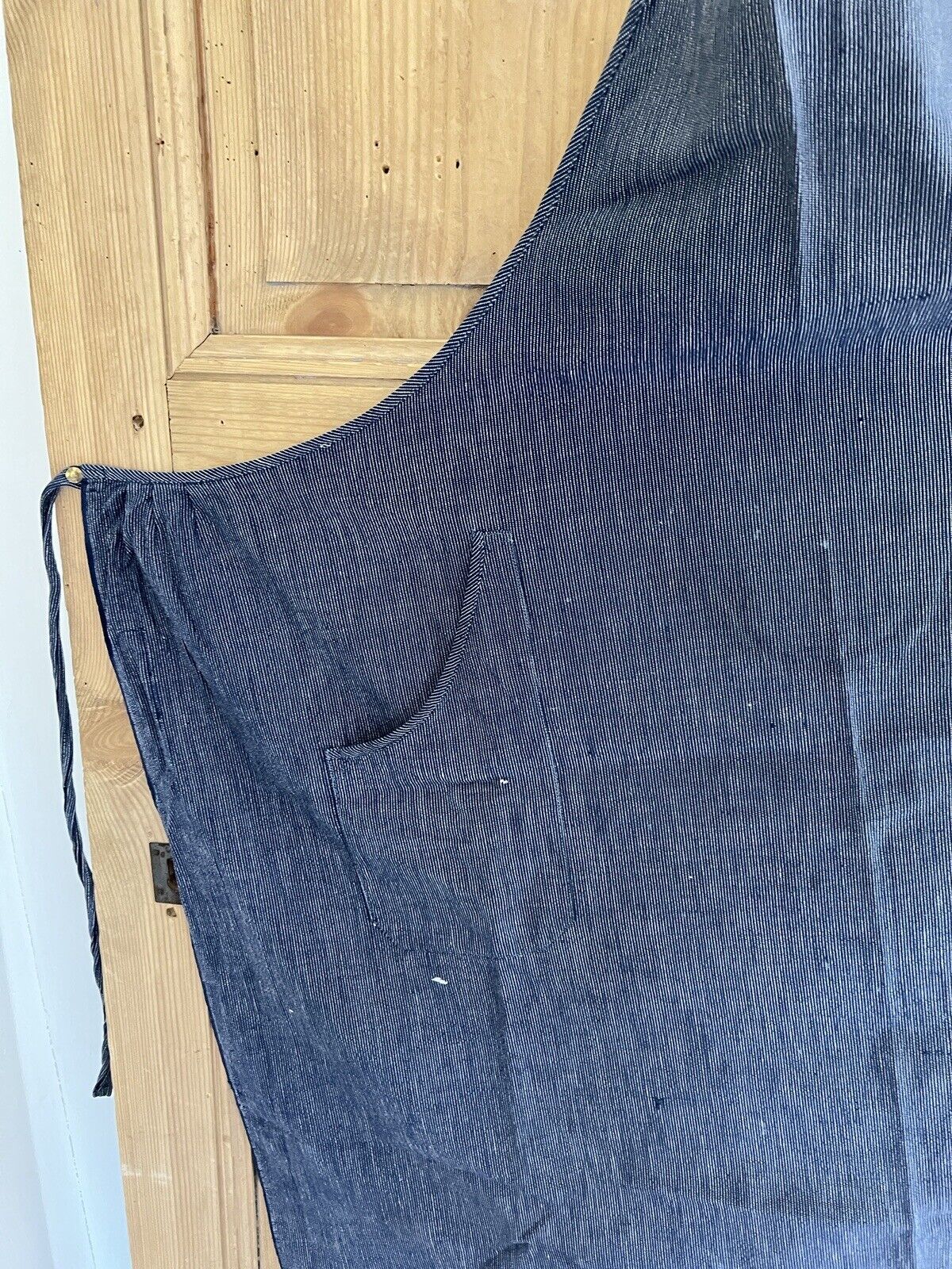 Antique French INDIGO WORK WEAR APRON LINEN COTTON chambray c1900