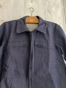 Vintage French WORK WEAR jacket cotton blue DENIM blouson c1950