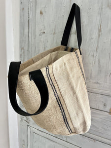 Vintage French UPCYCLED heavy  GRAIN SACK TOTE BAG  Les Toiles Blanches design