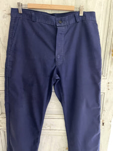 Vintage French PATCHED pants WORK WEAR trouser INDIGO moleskine c1930