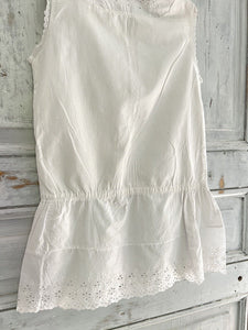 Antique French embroidered COTTON young girl LACE under dress c1900