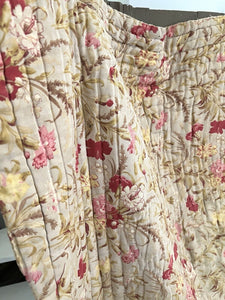 XL antique French floral QUILT PATCHED piqué de PROVENCE PINK CARNATIONS c1880