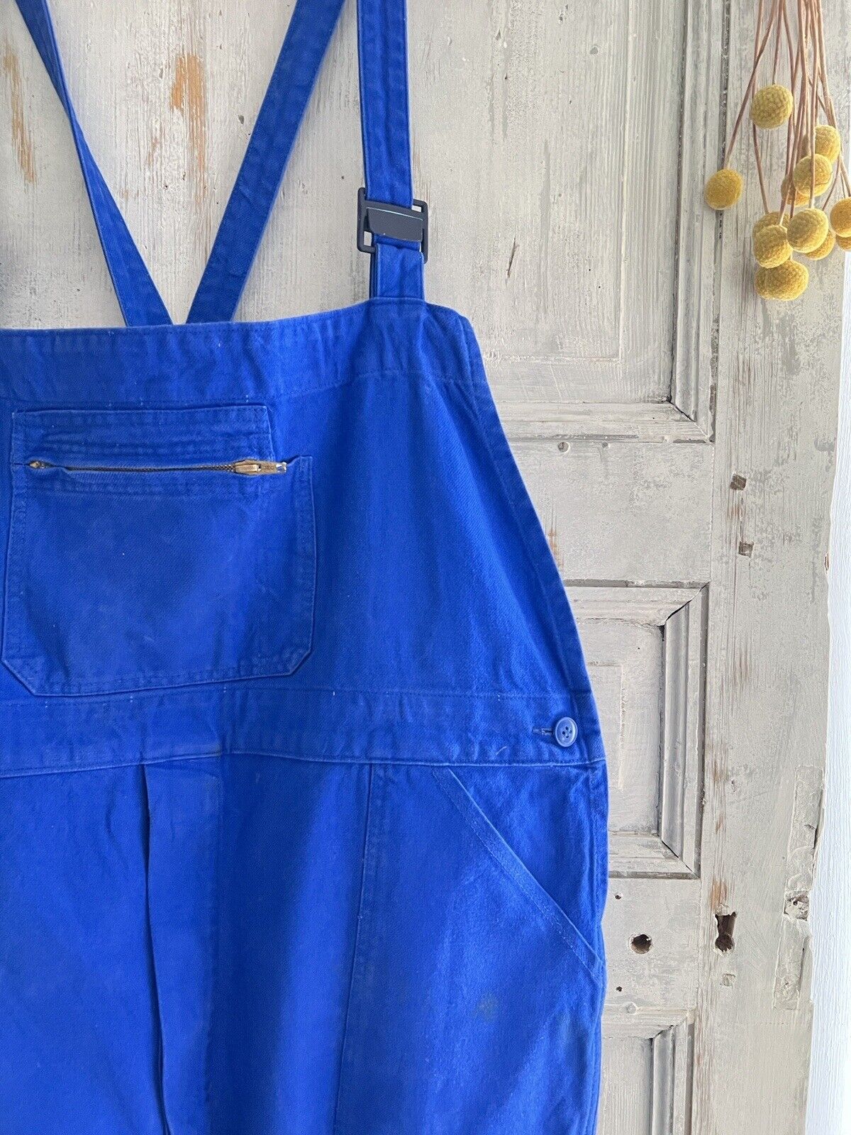 Vintage French large WORK WEAR overalls INDIGO blue cotton c1950