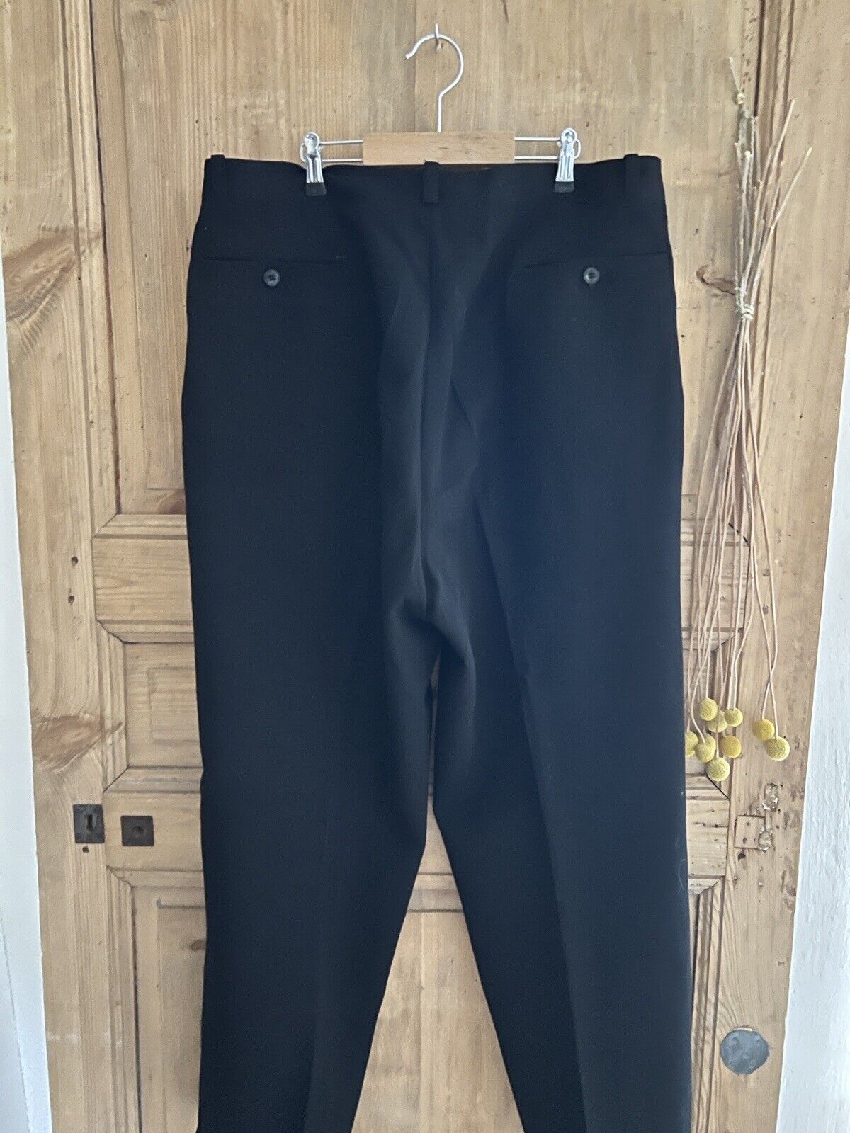 Vintage French RUSTIC peasant BLACK wool PANTS trouser c1930