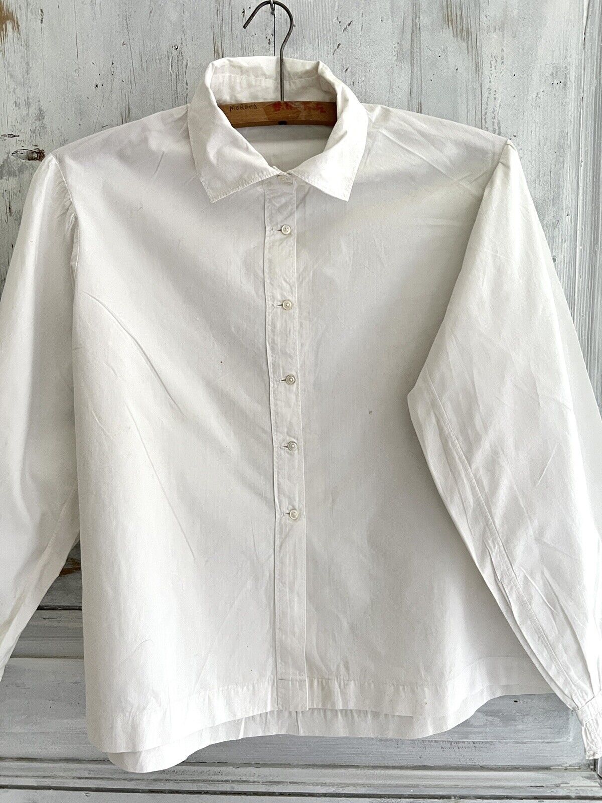 Vintage French woman WORK WEAR cotton BLOUSE c1930