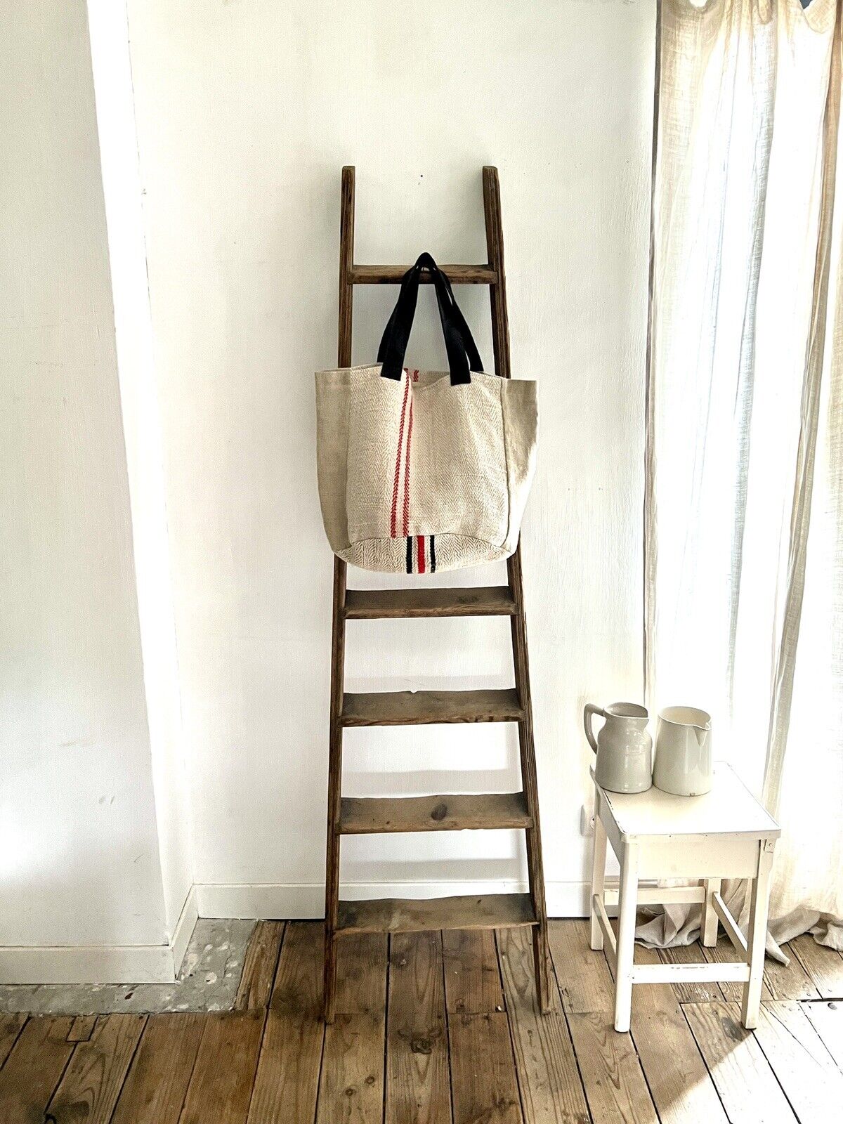 Vintage HEAVY homespun GRAIN SACK linen TOTEBAG