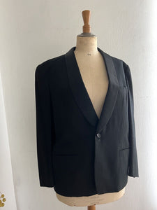 Antique French man BLACK wool TUXEDO jacket SILK shawl collar c1920