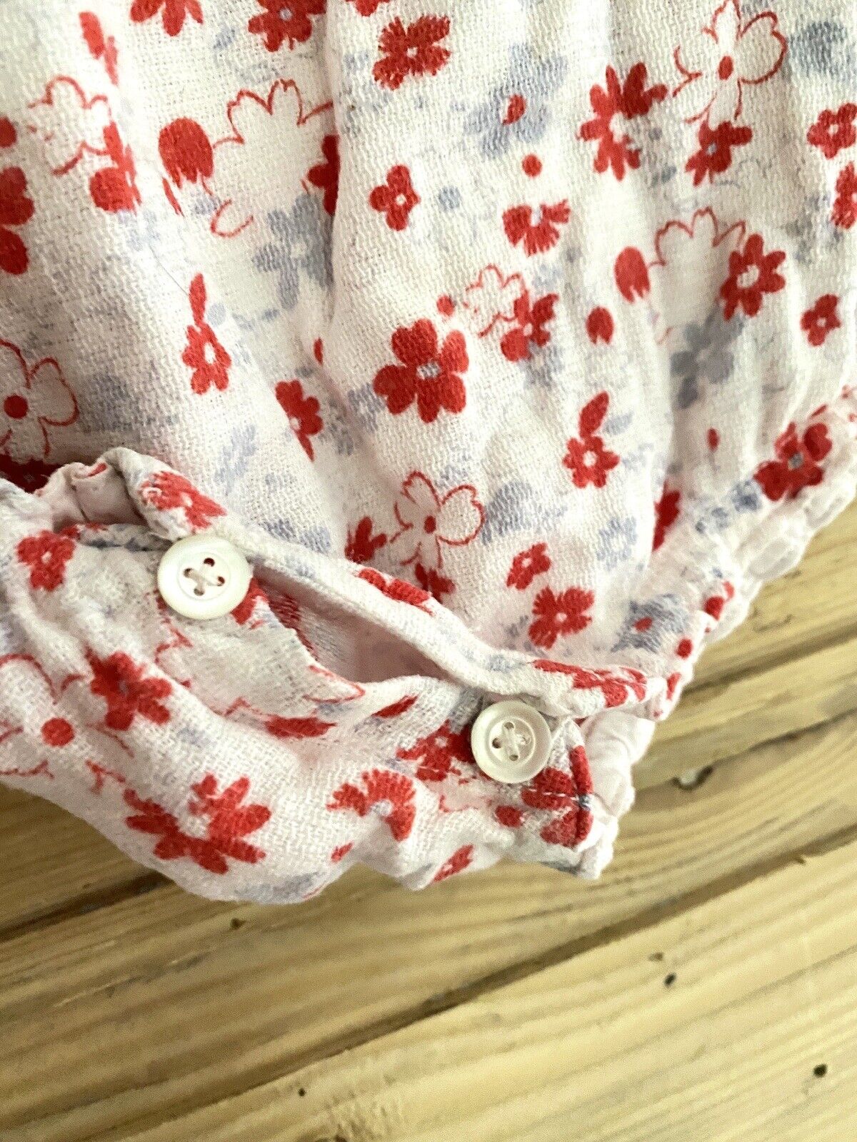 Vintage French FLORAL cotton BABY ROMPER c1950