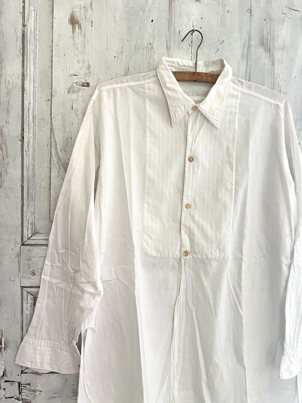 Victorian French man RUSTIC cotton WORK WEAR bib SHIRT c 1900