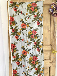 Vintage French cotton GRAND TEINT CURTAIN large scale floral design c1950