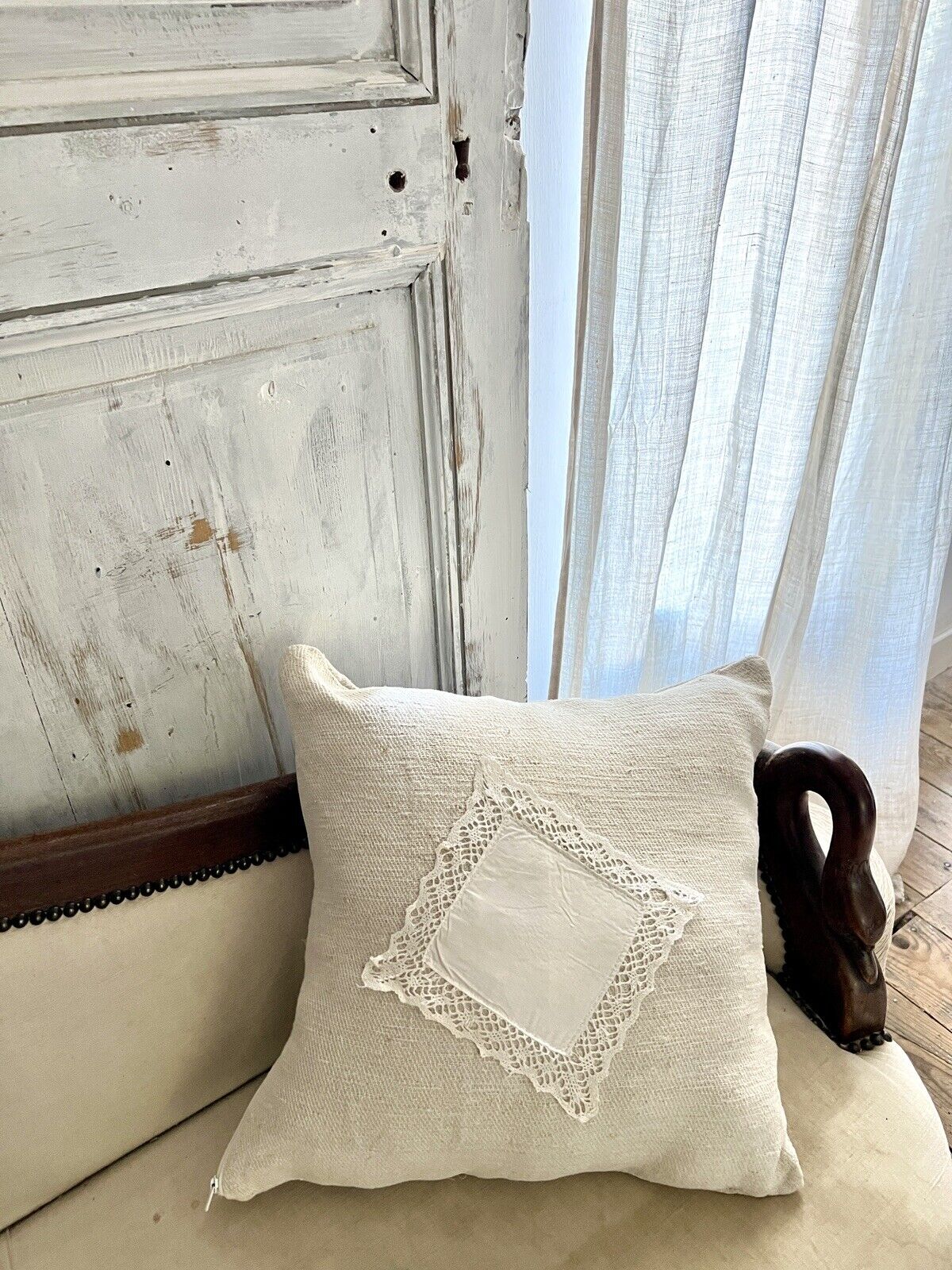 UPCYCLED vintage French GRAIN SACK PILLOW COVER natural tone